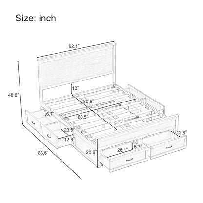 Storage Bed Frame With 6 Drawers