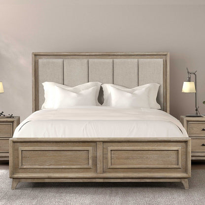 3 Piece Bedroom Set With Padded Headboard, 2 Nightstands