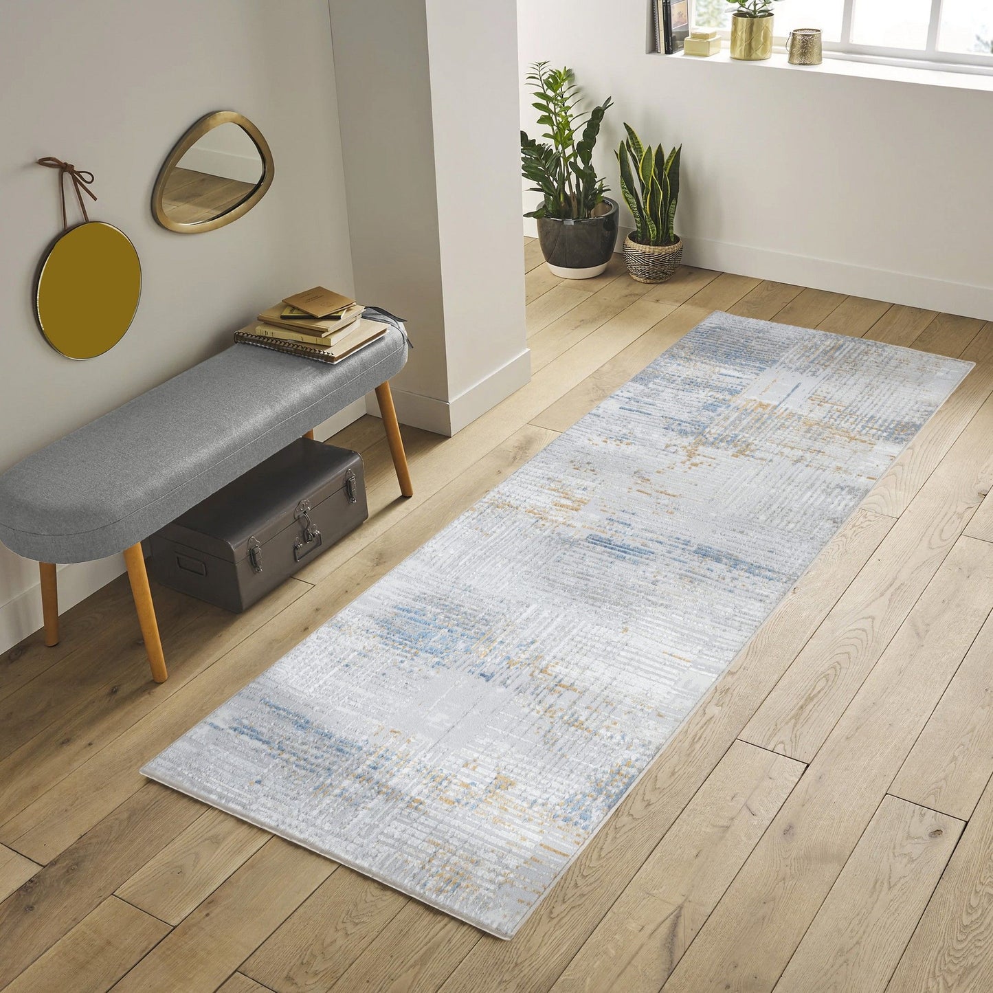 Nova - 2'7" X 7' Area Rug - Multi, Light Gray