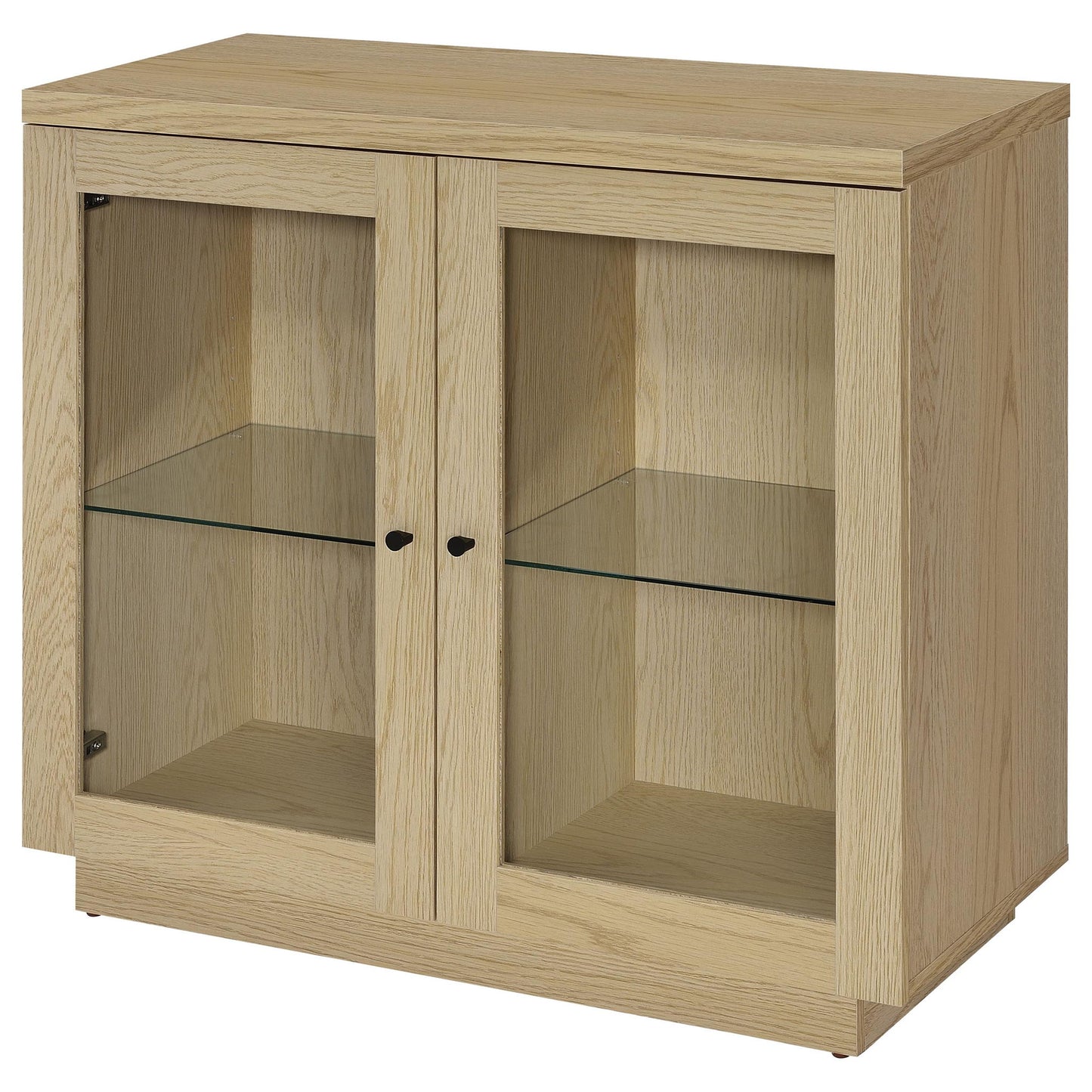 Metro - 2 Door Display Cabinet With Adjustable Shelves - Light Oak