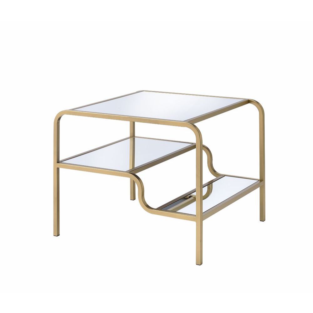 Astrid - End Table - Gold & Mirror