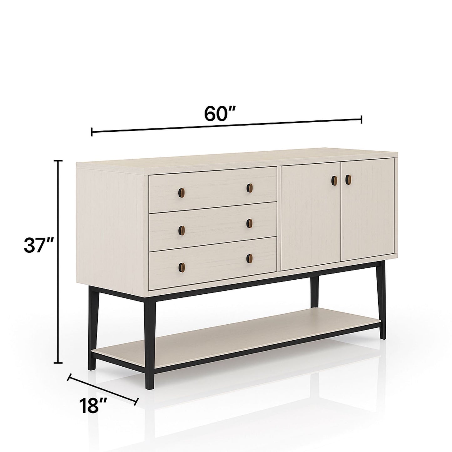 Server With Metal Base - White