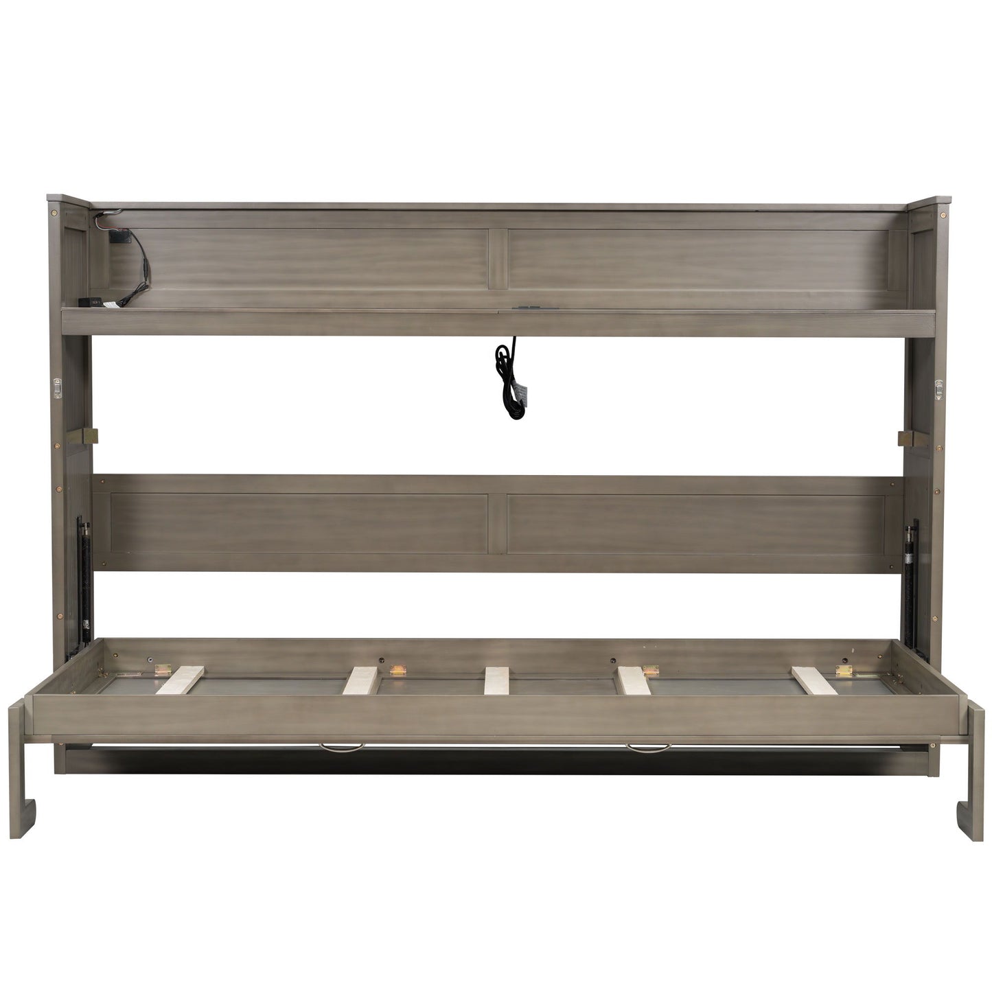 Murphy Bed With Desk, LED Light And USB Charging Station