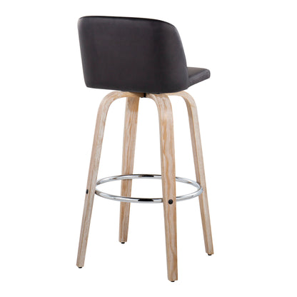 Toriano - Contemporary Fixed Height Barstool With Swivel & Round Footrest (Set of 2)