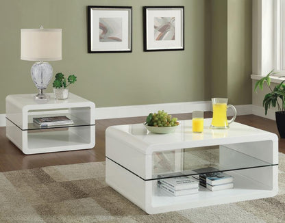 Elana - 1-Shelf Rectangular Coffee Table - White High Gloss