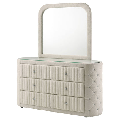 Santiago - 6 Drawer Dresser With Mirror - Ivory