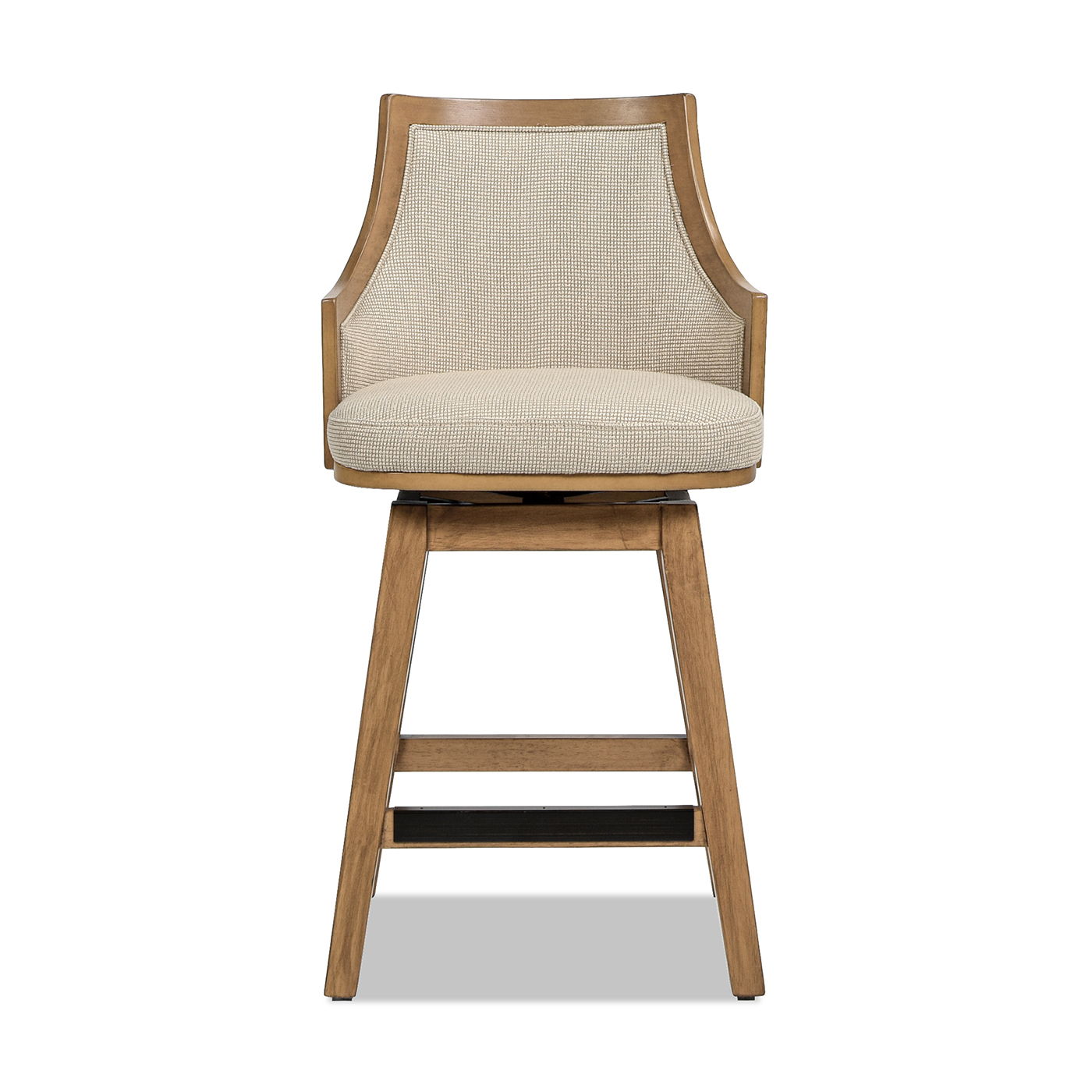 Bahama - Cane High Back Swivel Counter Stool With Recessed Arms Textured Weave - Taupe Beige