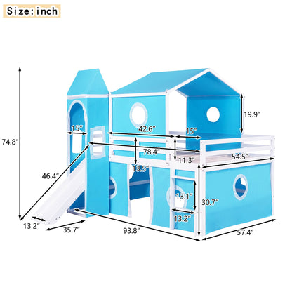 Loft Bed With Slide Tent And Tower