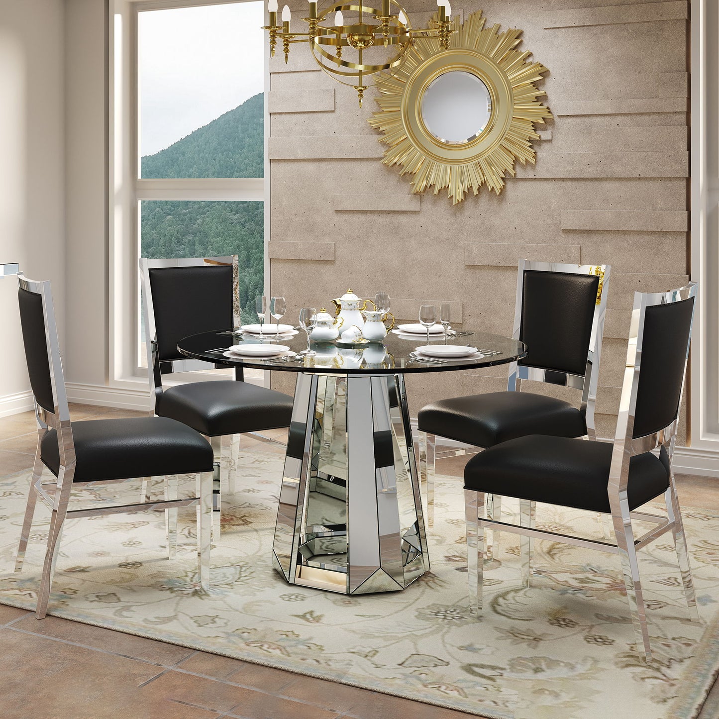 Round Dining Table For Kitchen - Silver