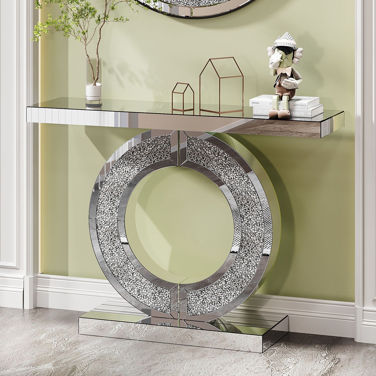 O - Shaped Console Table For Living Room - Silver