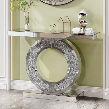O - Shaped Console Table For Living Room - Silver