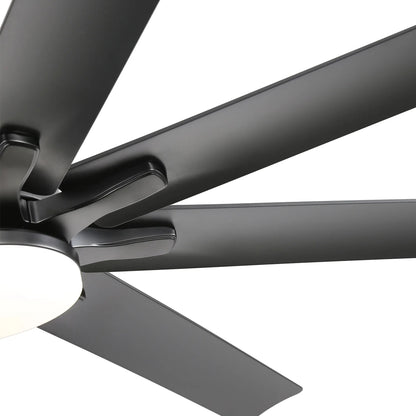 66" Ceiling Fan With Dimmable LED Light, 8 Blades, Smart Remote Control, Reversible DC Motor, For Home Office - Matte Black