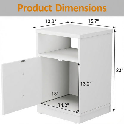 Nightstand With Door & Shelf, 2 Drawer Side Table