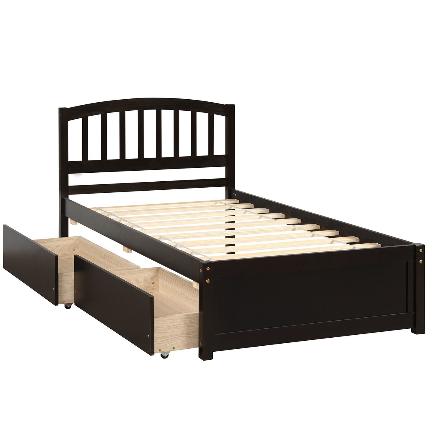 Platform Storage Bed Wood Bed Frame With Two Drawers And Headboard