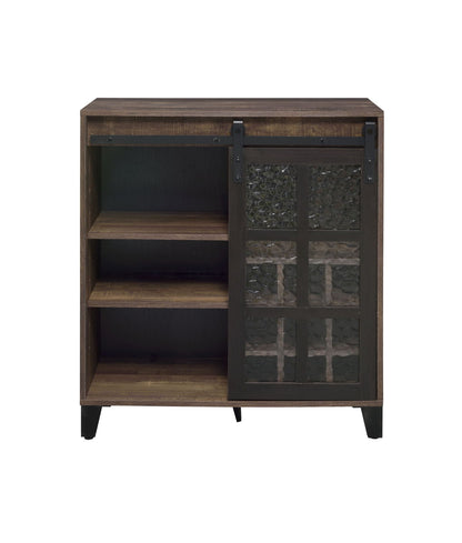 Treju Obscure - Glass, Rustic Wine Cabinet - Black / Oak