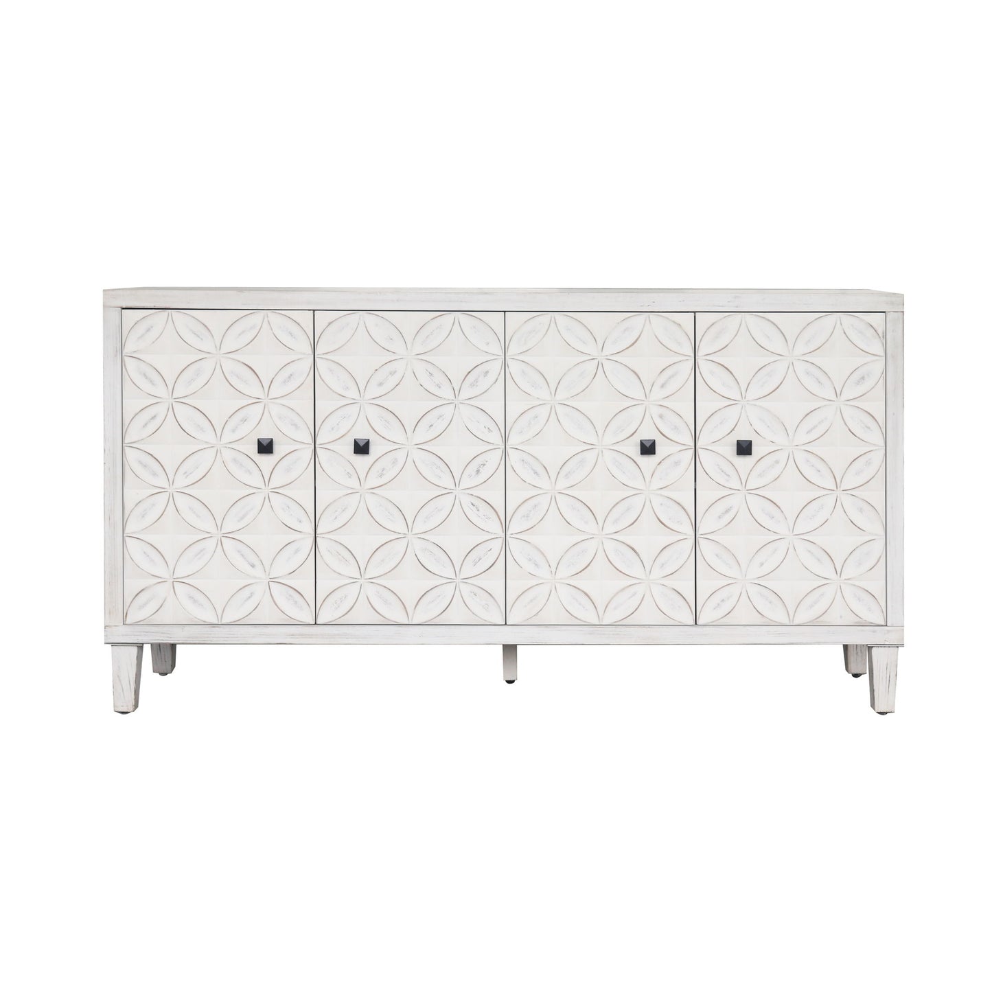 Accent Cabinet 4 Door Wooden Cabinet Sideboard Buffet Server Cabinet Storage Cabinet, For Living Room, Entryway, Hallway, Office, Kitchen And Dining Room - White Wash