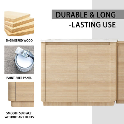 Soft Close Door Freestanding Bathroom Vanity With Sink, 1 Small Storage Cabinet
