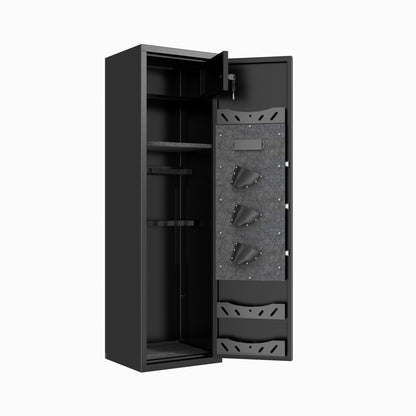 High Large Capacity Mechanical Gun Safe For Rifles & Handguns, Digital Password Lock, Built In Independent Lock Box, Adjustable Shelves - Black