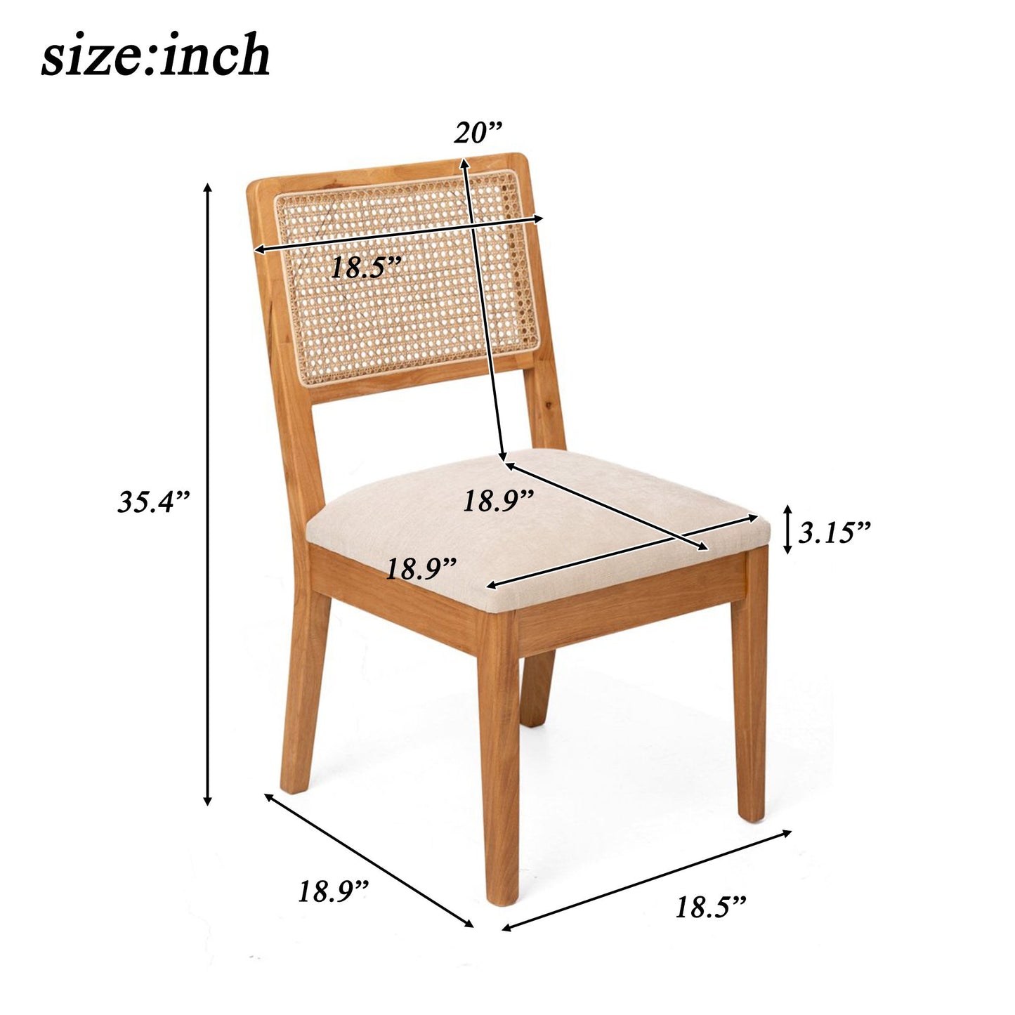 Compact Ergonomic Upholstered Side Chairs (Set of 2)
