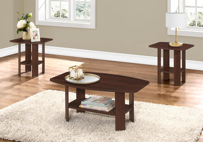 Table Set: Coffee, End, Side, Accent, Living Room, Transitional (Set of 3) - Cherry