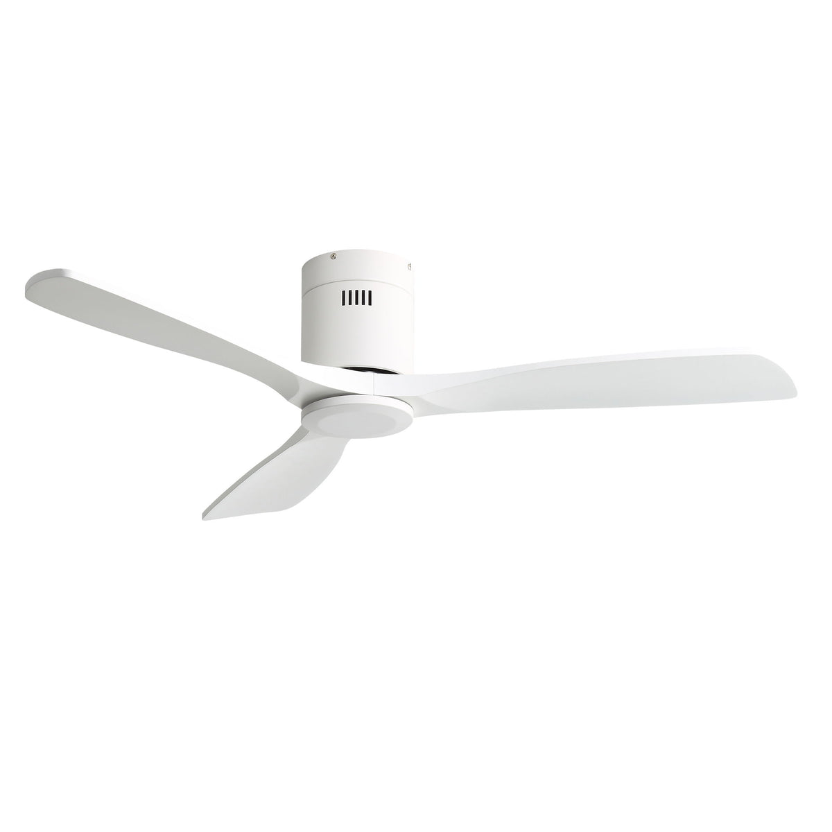 52" Flush Mount Ceiling Fan With Remote, No Light, 3 Blades, 6 Speed DC Motor For Indoor Patio - White