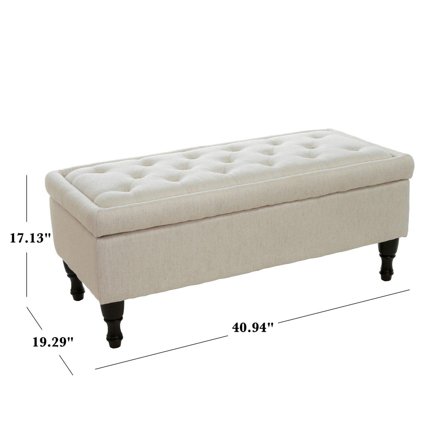 Button-Tufted Upholstered Ottoman With Hidden Storage - Linen