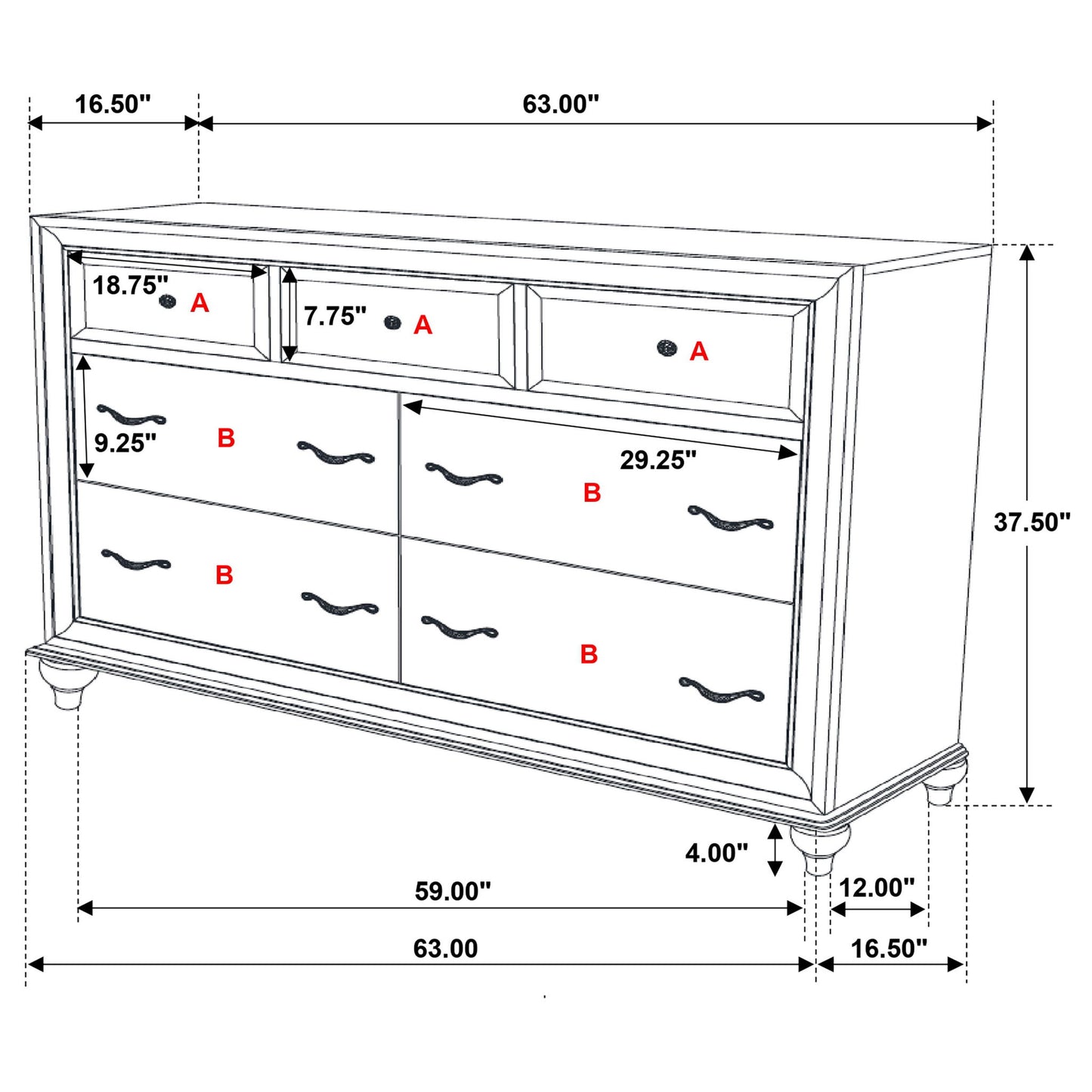 Randall - 7 Drawer Dresser - White