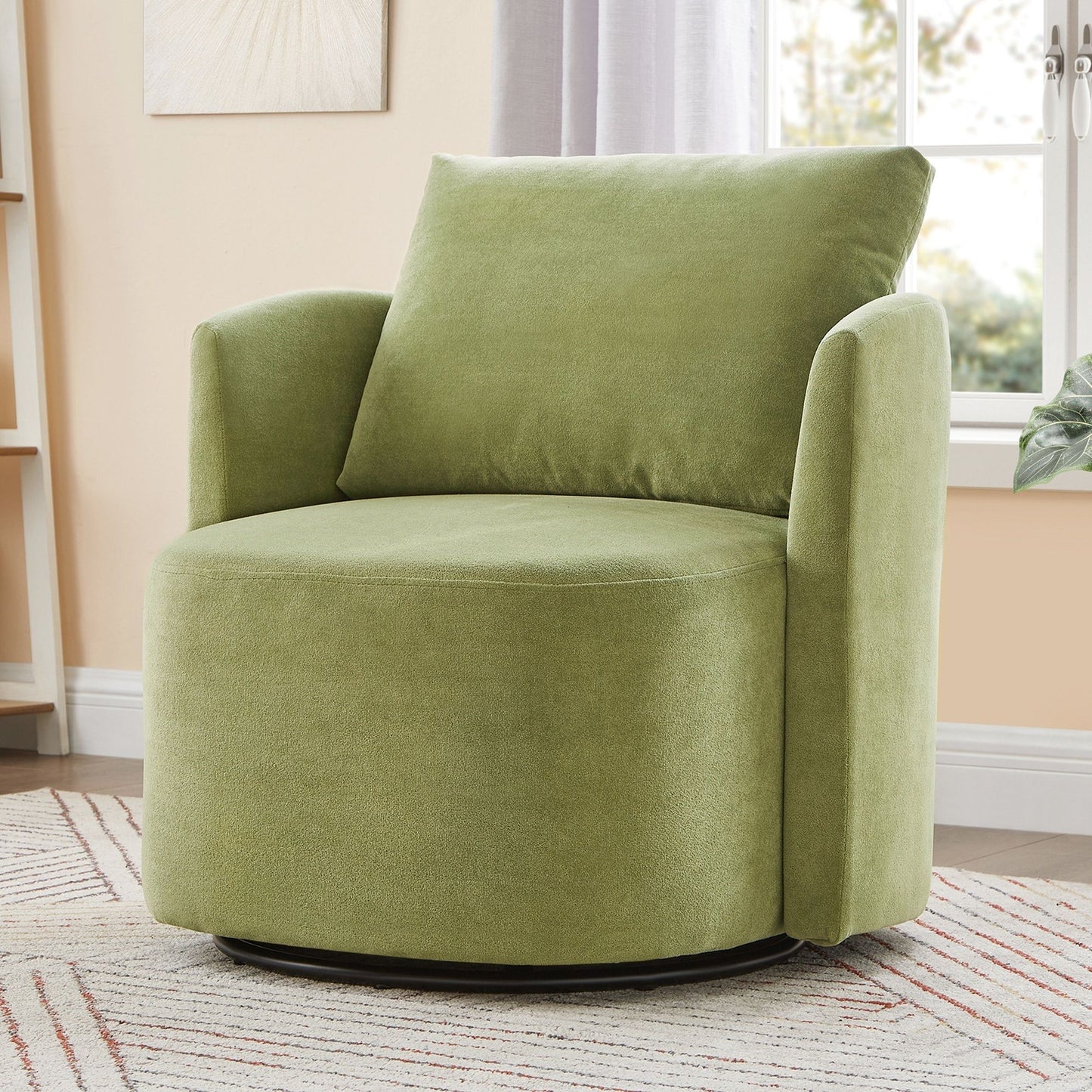 360° Modern Swivel Chair With Upholstered Curved Design