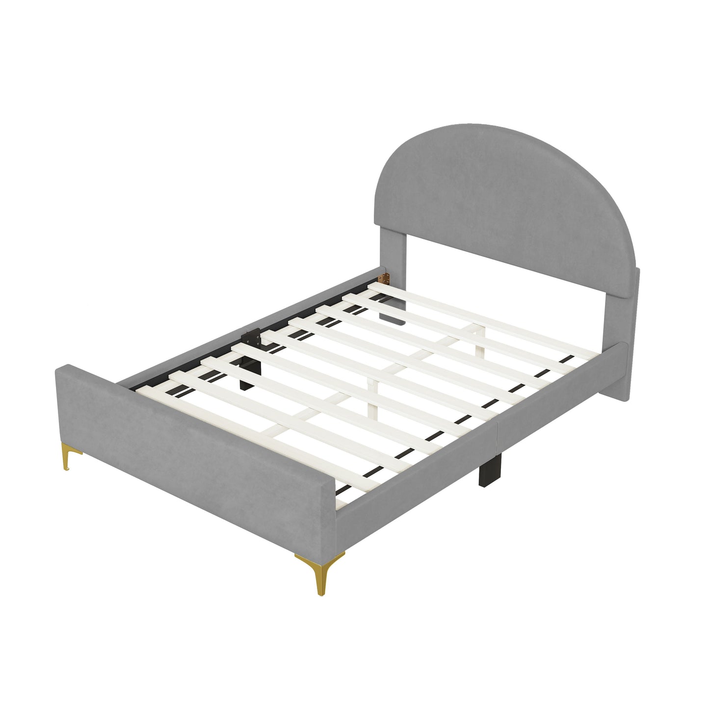 Upholstered Platform Bed With Classic Semi-Circle Shaped Headboard