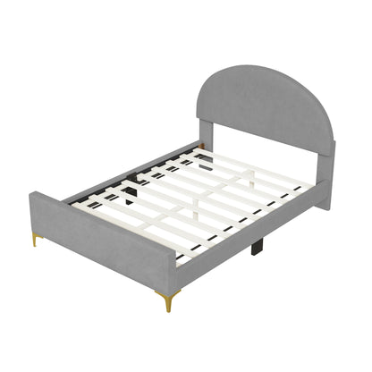 Upholstered Platform Bed With Classic Semi-Circle Shaped Headboard