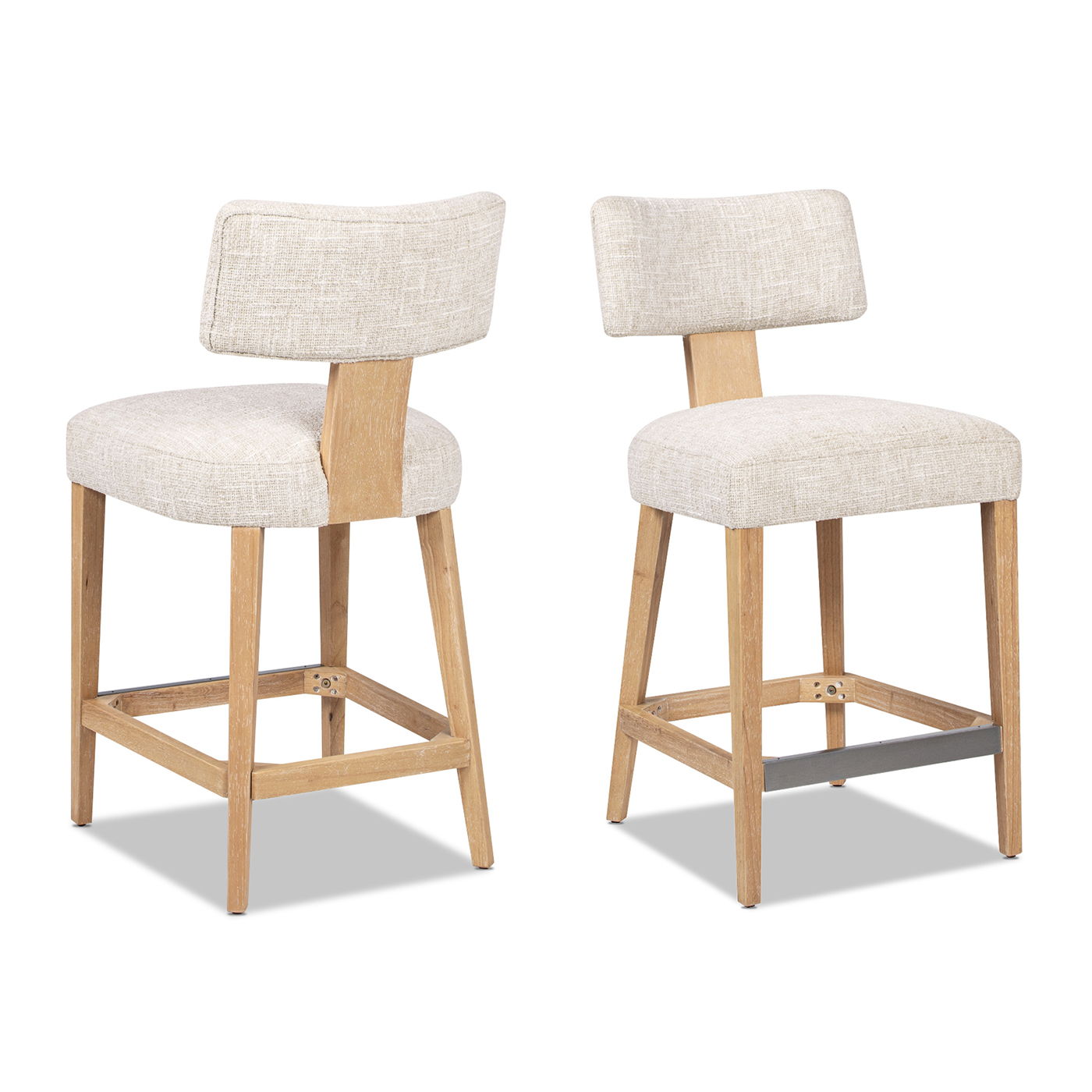 Penny - Round Arched Upholstered Counter Stool (Set of 2) - Travertine Beige