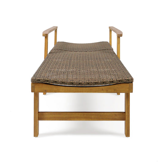 Hampton - Style Wood And Wicker Chaise Lounge With Adjustable Features And Natural - Natural