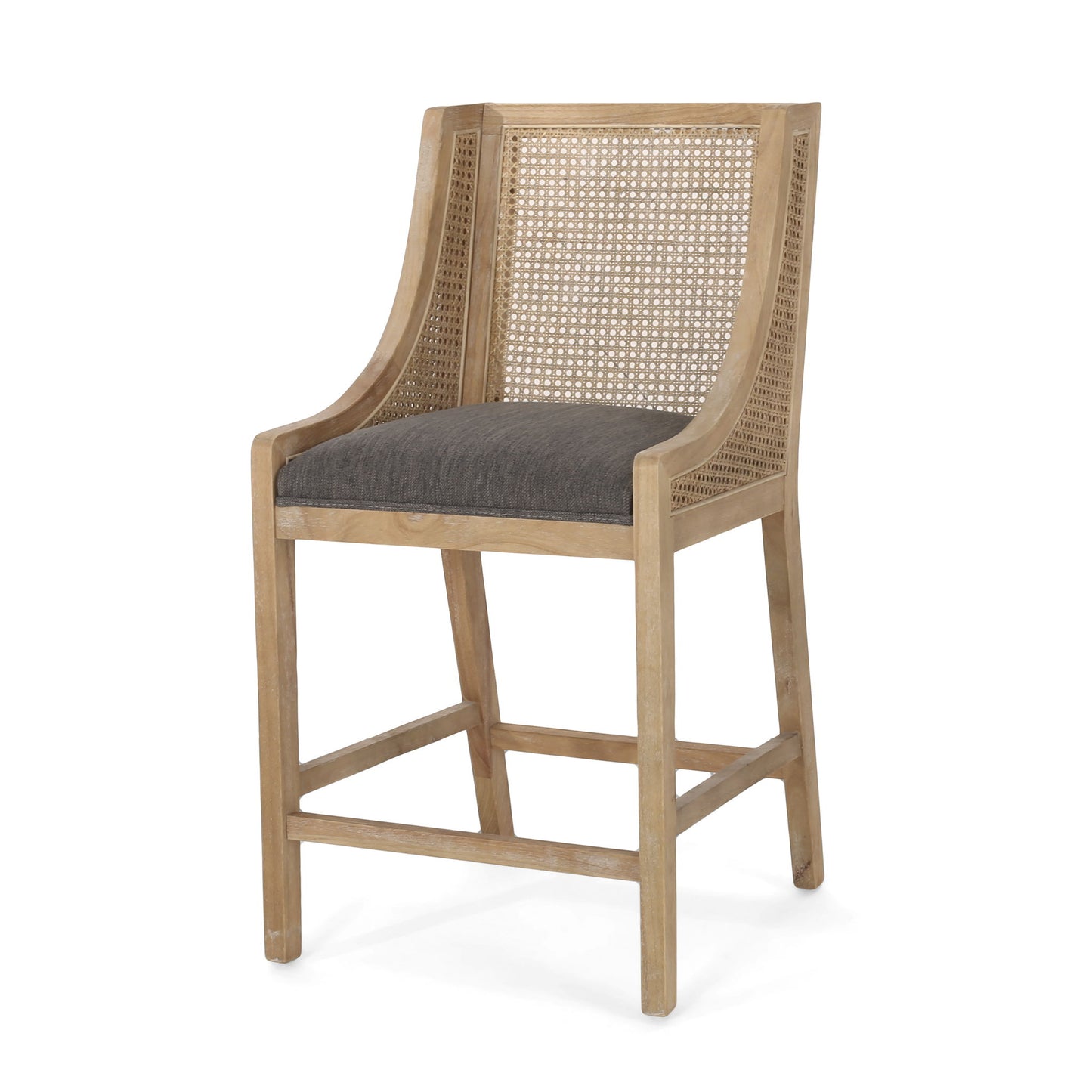 French Country Fabric Upholstered Counter Stools (Set of 2)