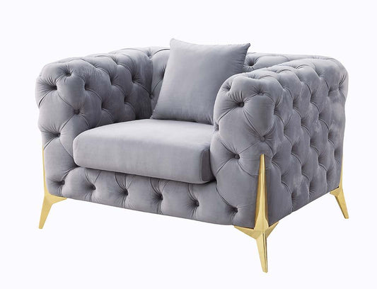 Jelanea - Chair - Gray Velvet & Gold Finish