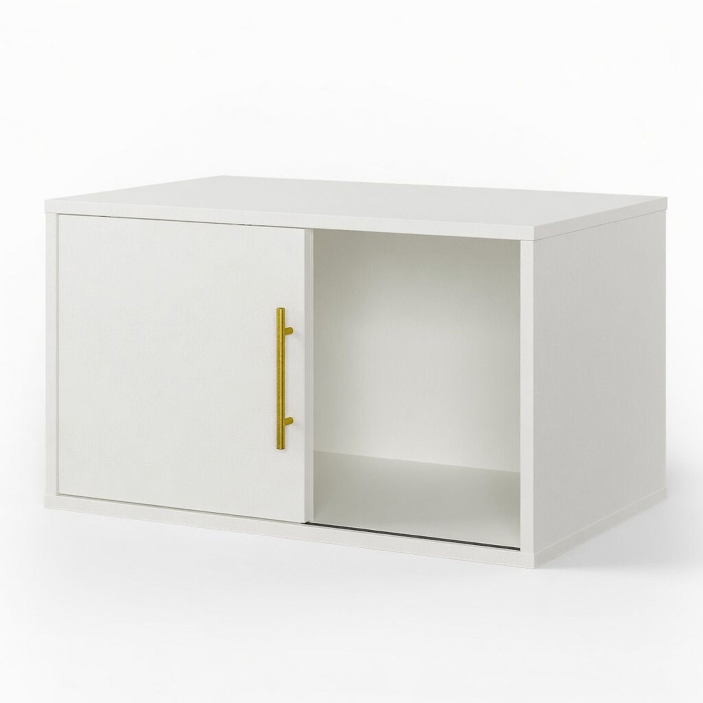 Cube Storage Organizer With Sliding Door Stackable Modular Bookshelf & Storage Cabinet - White