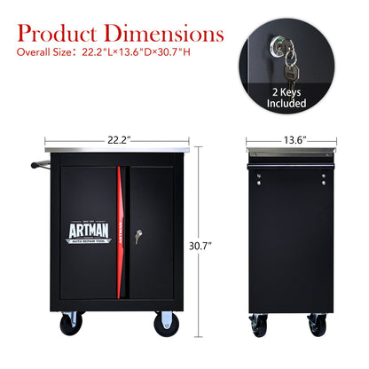 Double Door Clapboardl Multi Function Tool Cart - Black / Red