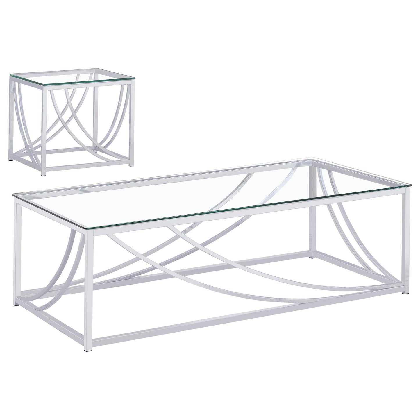 Kempton - 2 Piece Coffee And End Table Set - Chrome