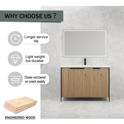 Modern Freestanding Bathroom Vanity With Resin Sink & Soft Close Cabinet Doors