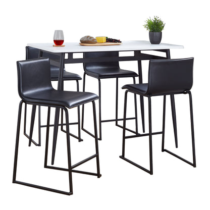 Marcel Mara - 5 Piece Upholsted, Contemporary Counter Height Dining Set