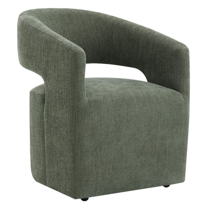 Libni - Arm Chair With Casters - Green Linen