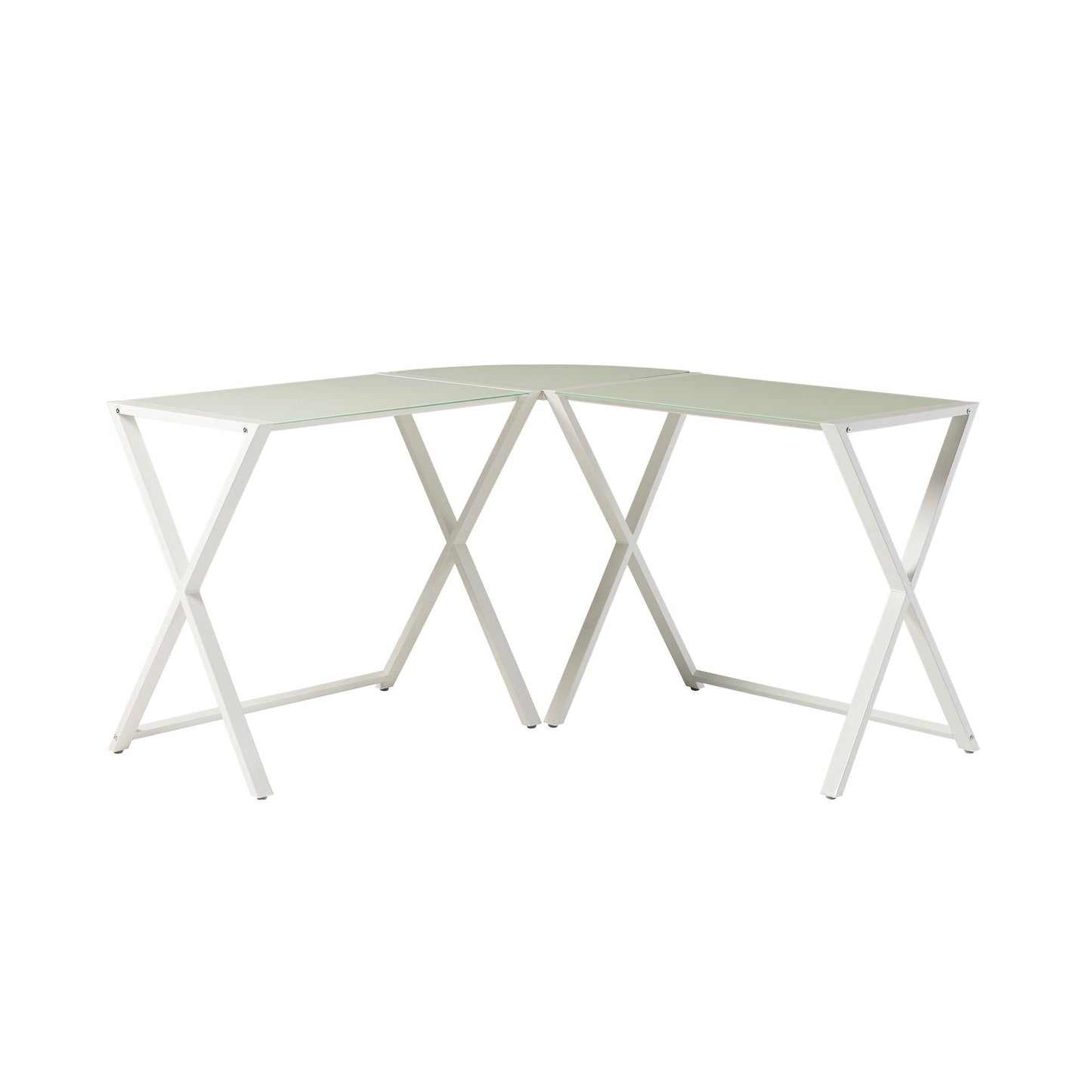 Modern X Leg L Shaped Computer Desk - White