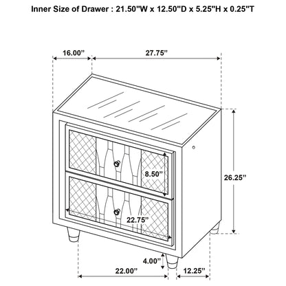 Mika - 2 Drawer LED Nightstand With USB