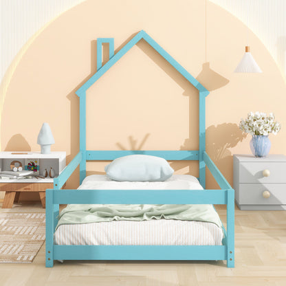 Wood Bed With House Shaped Headboard Floor Bed With Fences