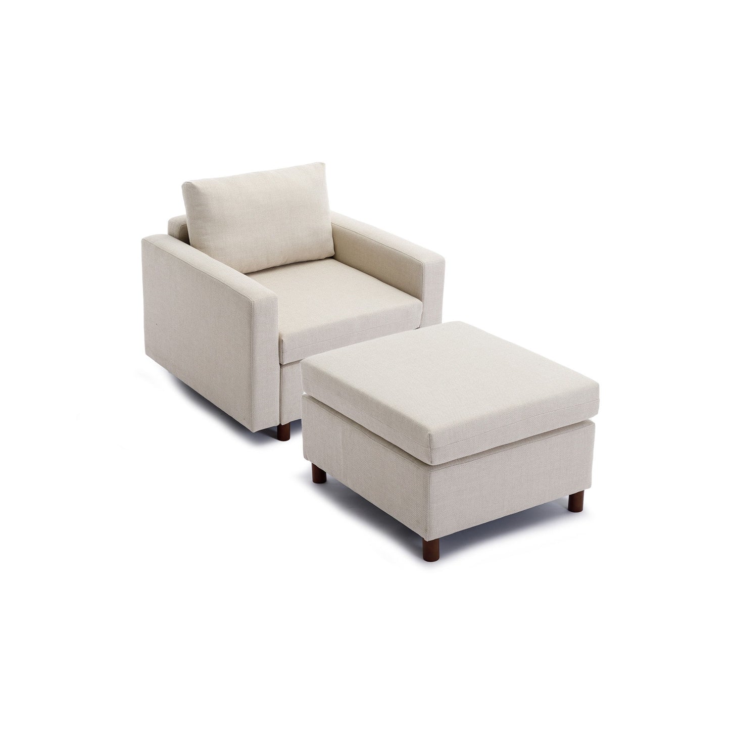 Single Seat Module Sofa Sectional Couch With Armrest With 1 Ottoman, Cushion Covers Non-Removable And Non-Washable