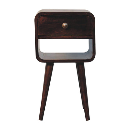 Mini California Curved Nightstand Wth Lower Slot