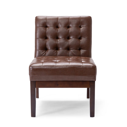 Contemporary Accent Chair With Tufted Waffle Stitch - Dark Brown