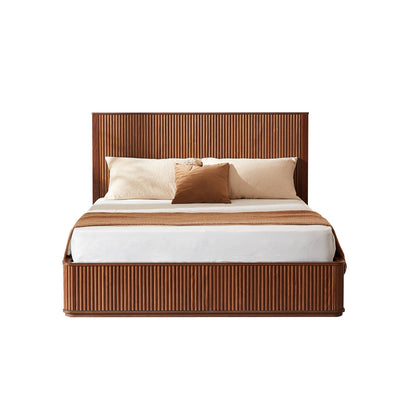 Wave Pattern Headboard Platform Bed Frame