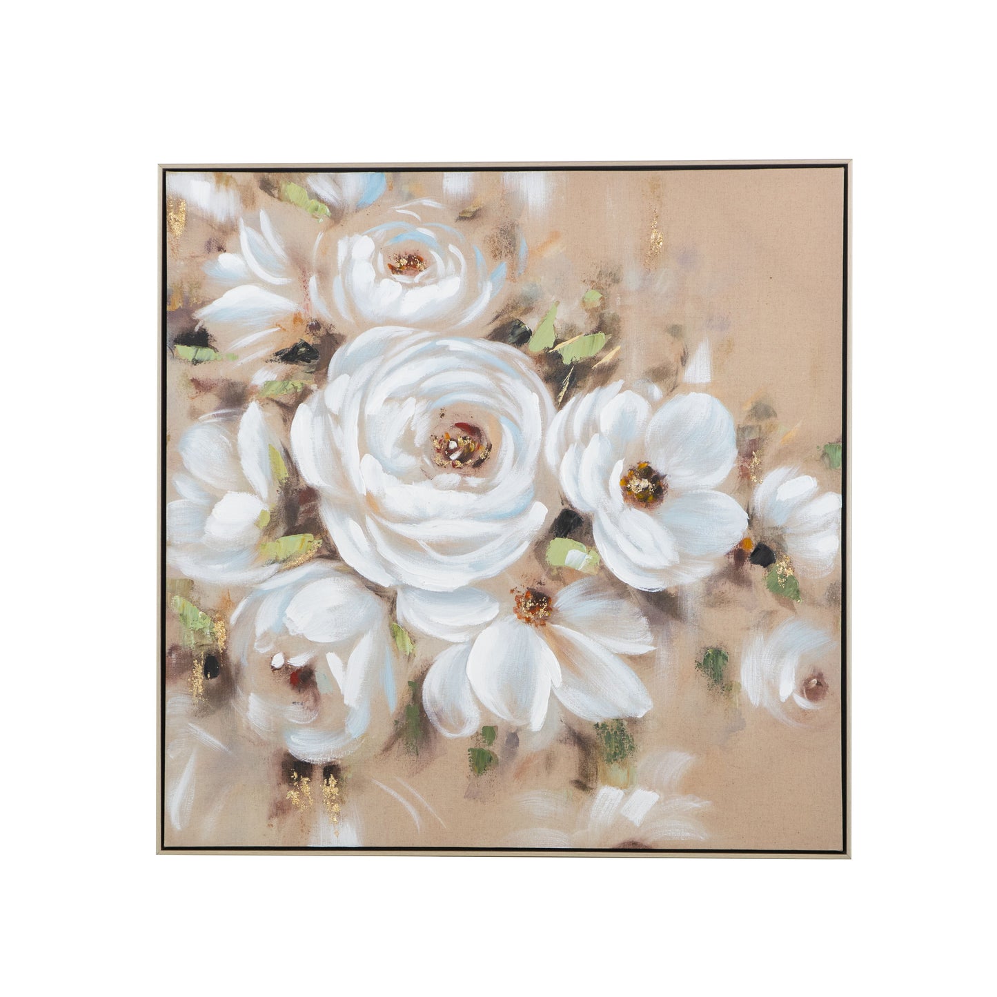 Square Framed Wall Art Flower Canvas Print, Home Decor For Living Room Kitchen Foyer Office - Multicolor