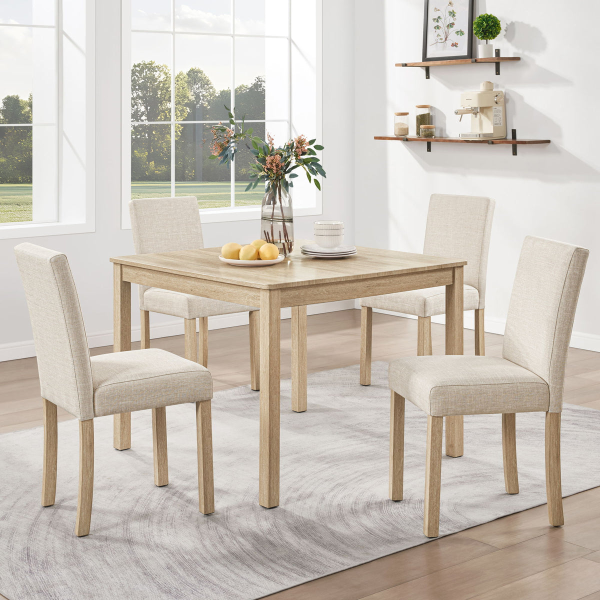 5 Piece Dining Table Set For 4, Small Kitchen Table With 4 Fabric Chairs