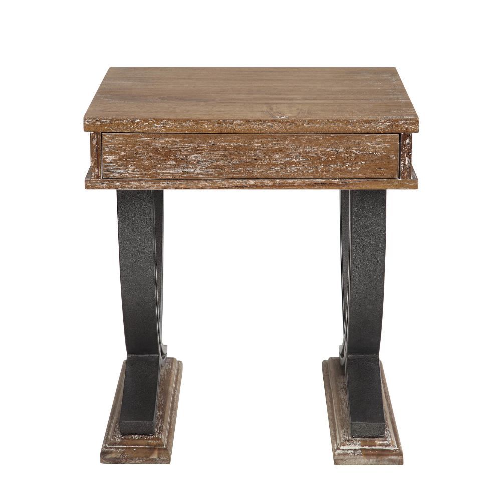 Pellio - End Table - Antique Oak & Black